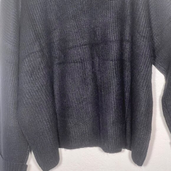 Marled Black Ribbed Knit Pullover Sweater XL Oversized Relaxed Wide Sleeves NWT - Picture 9 of 16